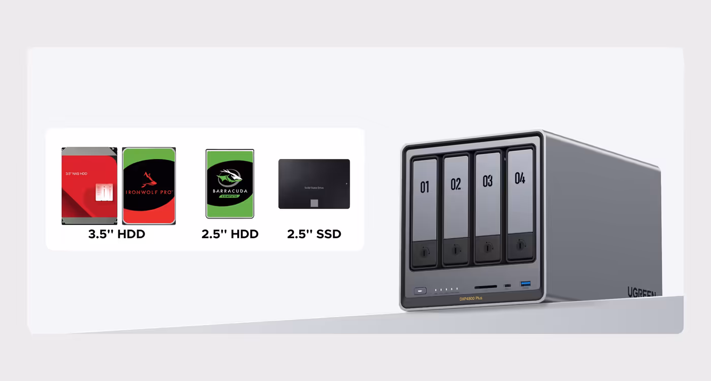 Internal storage bay support for 3.5-inch and 2.5-inch hard drives and M.2 SSDs