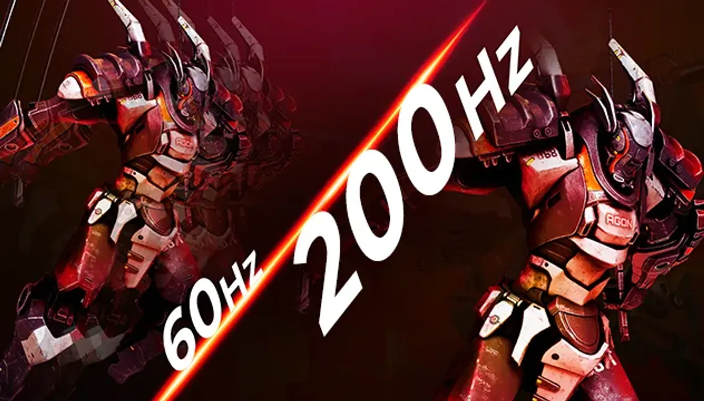 Gaming monitor screen demonstrating smooth 200Hz refresh rate performance