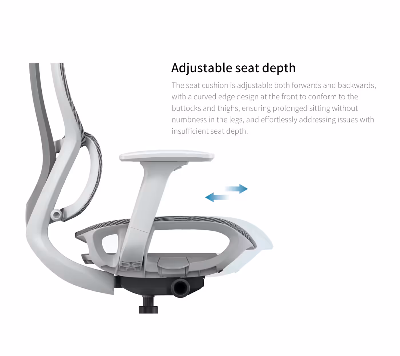 Six-step height adjustment on the backrest of the Enova ESS