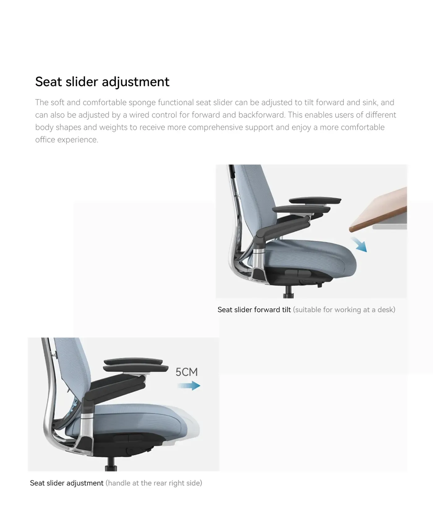 Grey foam seat cushion and matching backrest on the Enova Vector