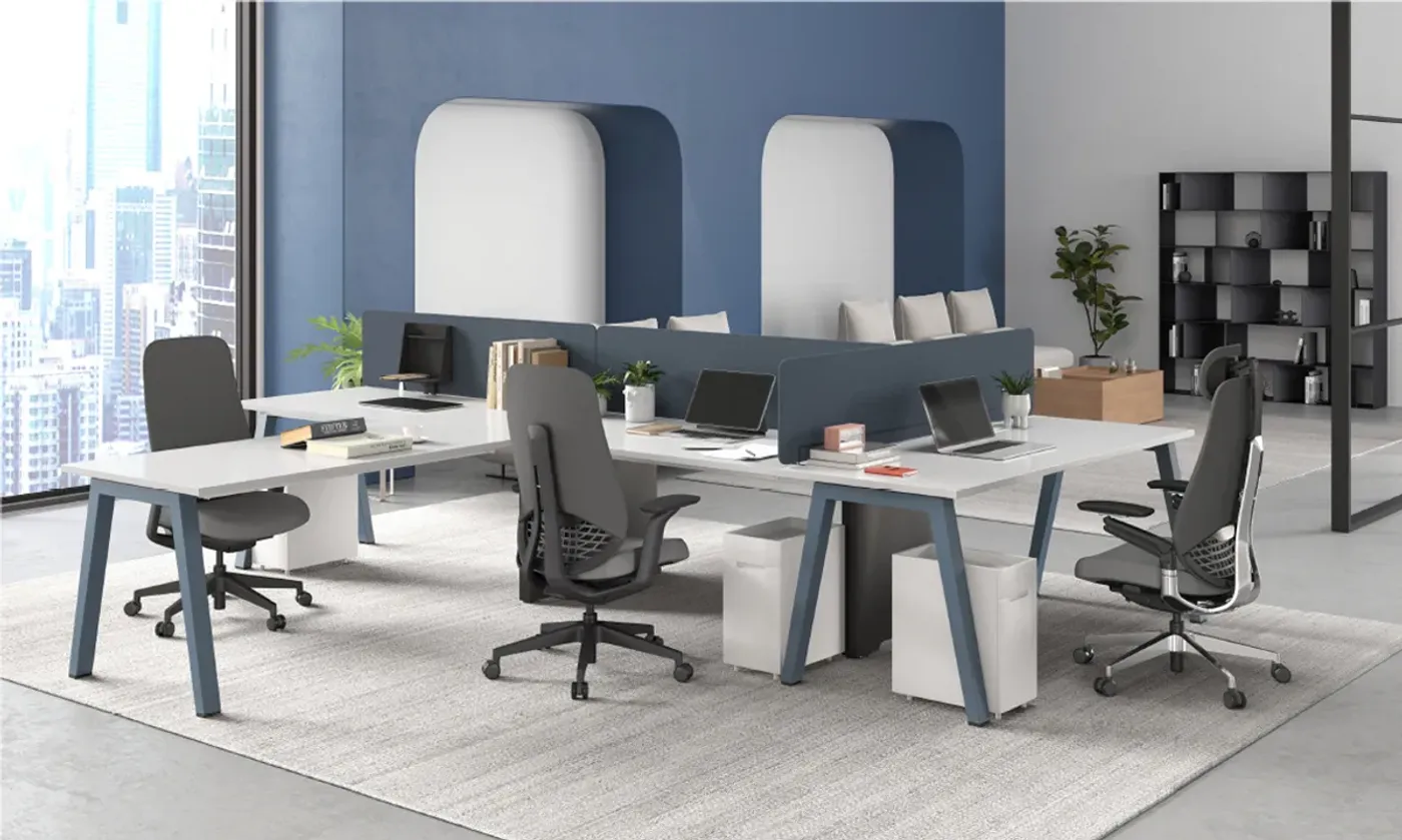 Side profile of the light grey Enova Vector office chair