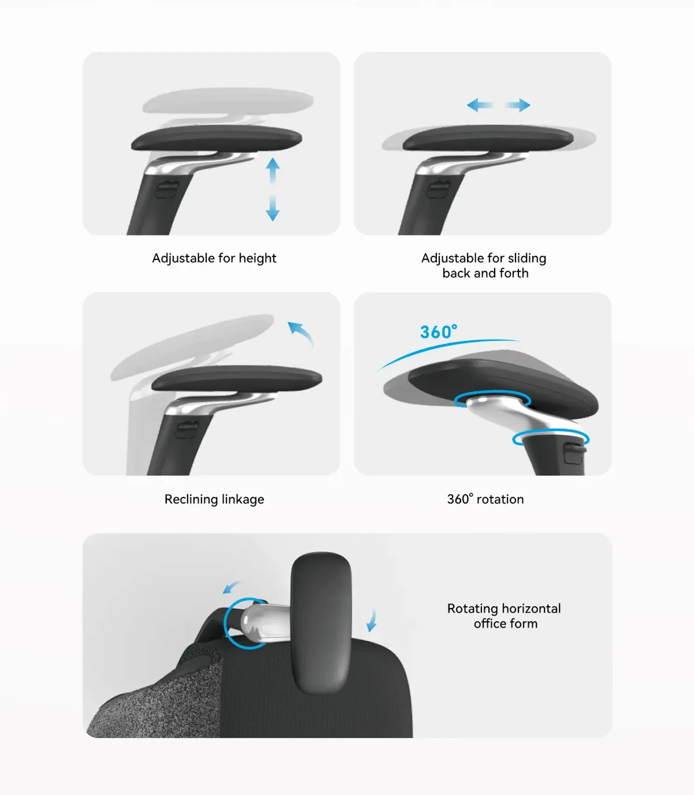 Adjustable headrest on the Enova Archer angled forward