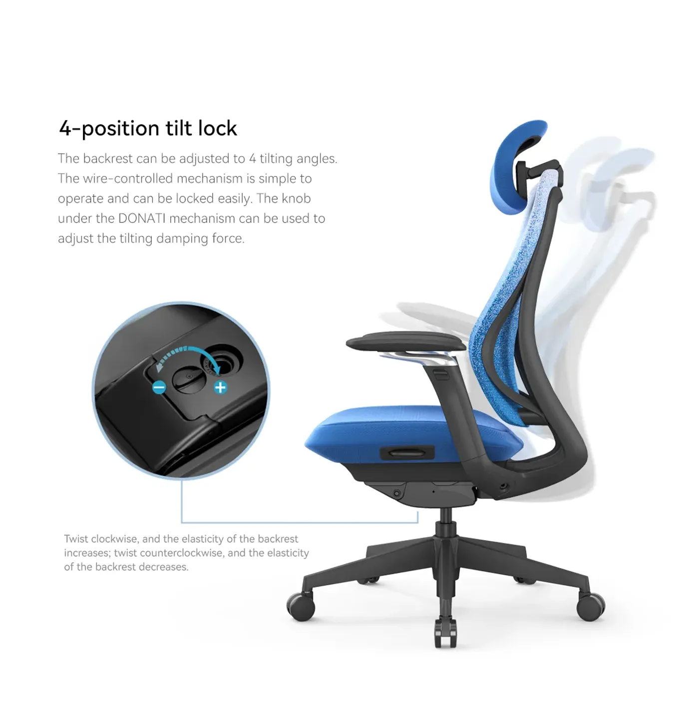 Foam seat cushion and padded backrest on the Enova Archer