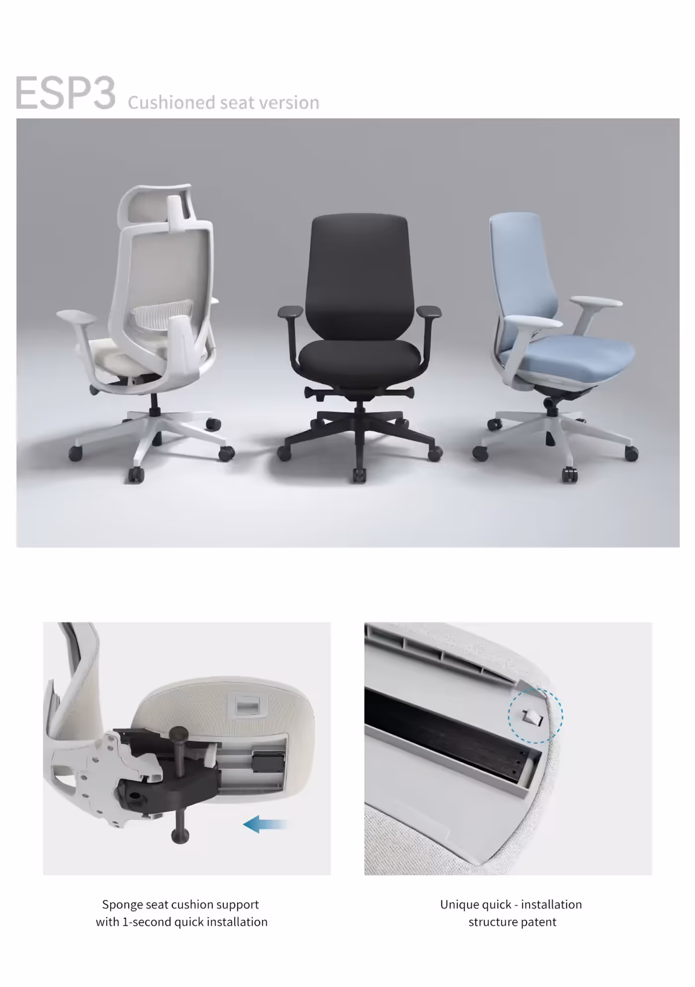 Retractable grey mesh footrest extended from the Sparta 3 chair