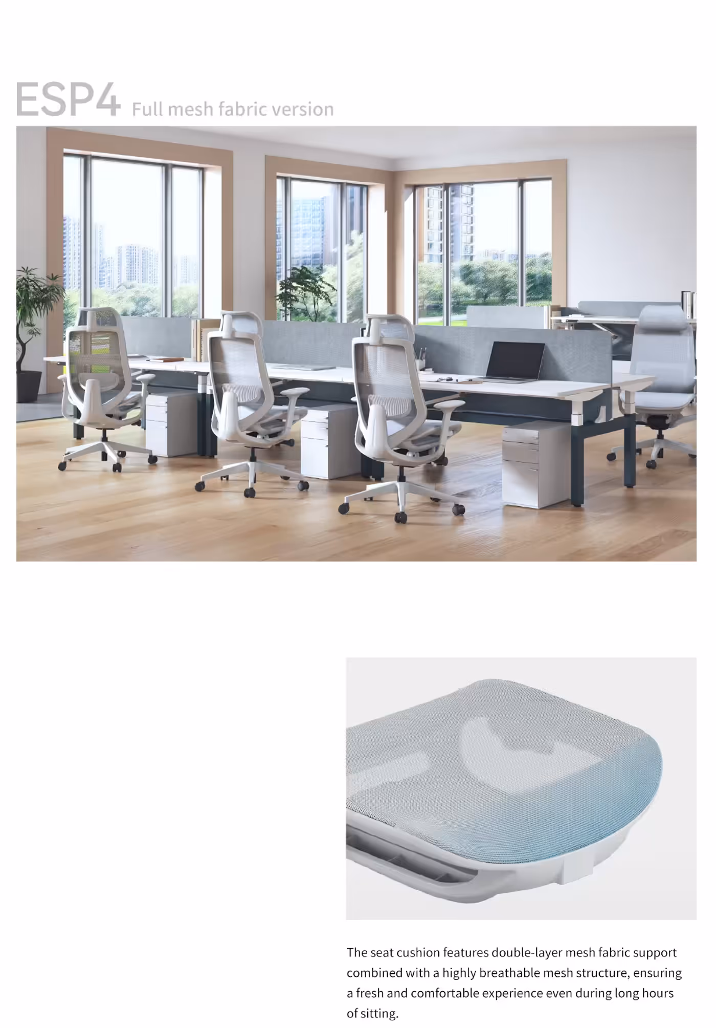 Light grey foam seat of the Enova Sparta 3 ESP3-003A-HS