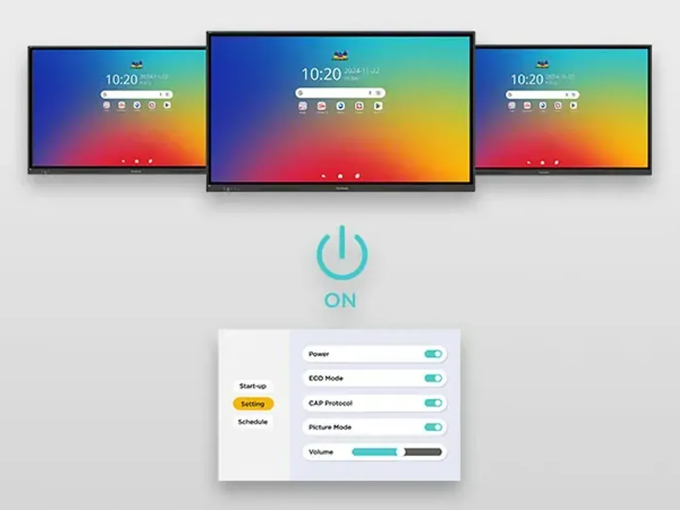 IT administrator managing multiple ViewSonic displays through centralized device management software