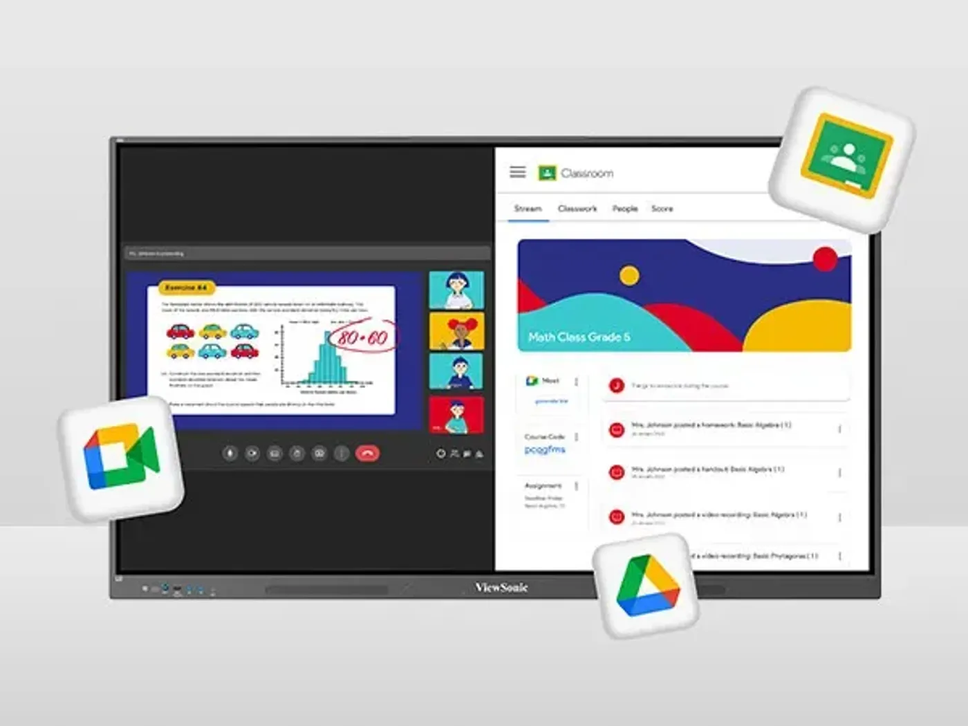 Educational interface featuring Google Play Store apps and Google Education ecosystem integration