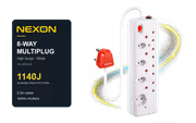 Nexon 8-Way High Surge Multiplug 0.5m - White - image 1