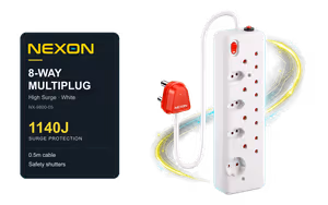 Nexon 8-Way High Surge Multiplug 0.5m - White - image 1