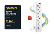 Nexon 12-Way High Surge Multiplug 0.5m - White - image 1