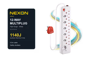 Nexon 12-Way High Surge Multiplug 0.5m - White - image 1