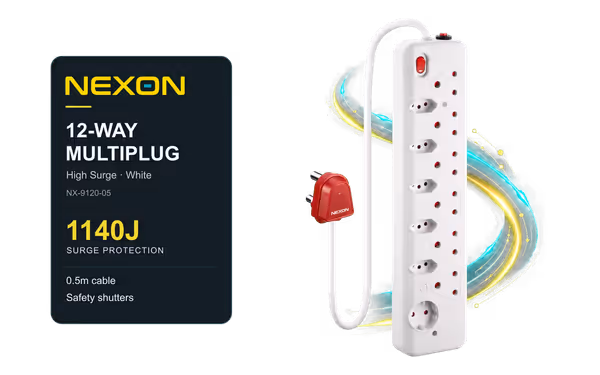 Nexon 12-Way High Surge Multiplug 0.5m - White - image 1 Nexon 12-Way High Surge Multiplug 0.5m - White - image 1