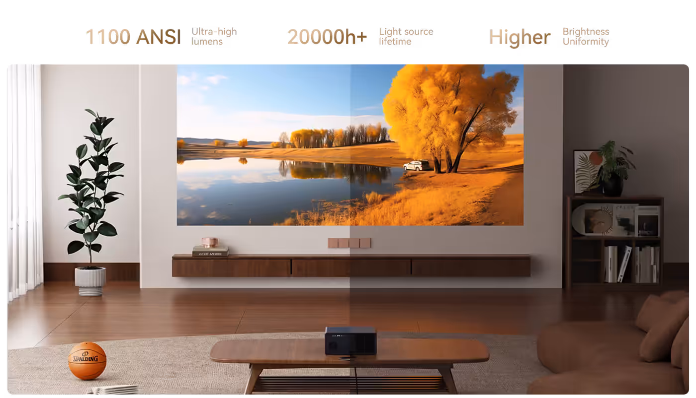 High brightness projector displaying vibrant image quality