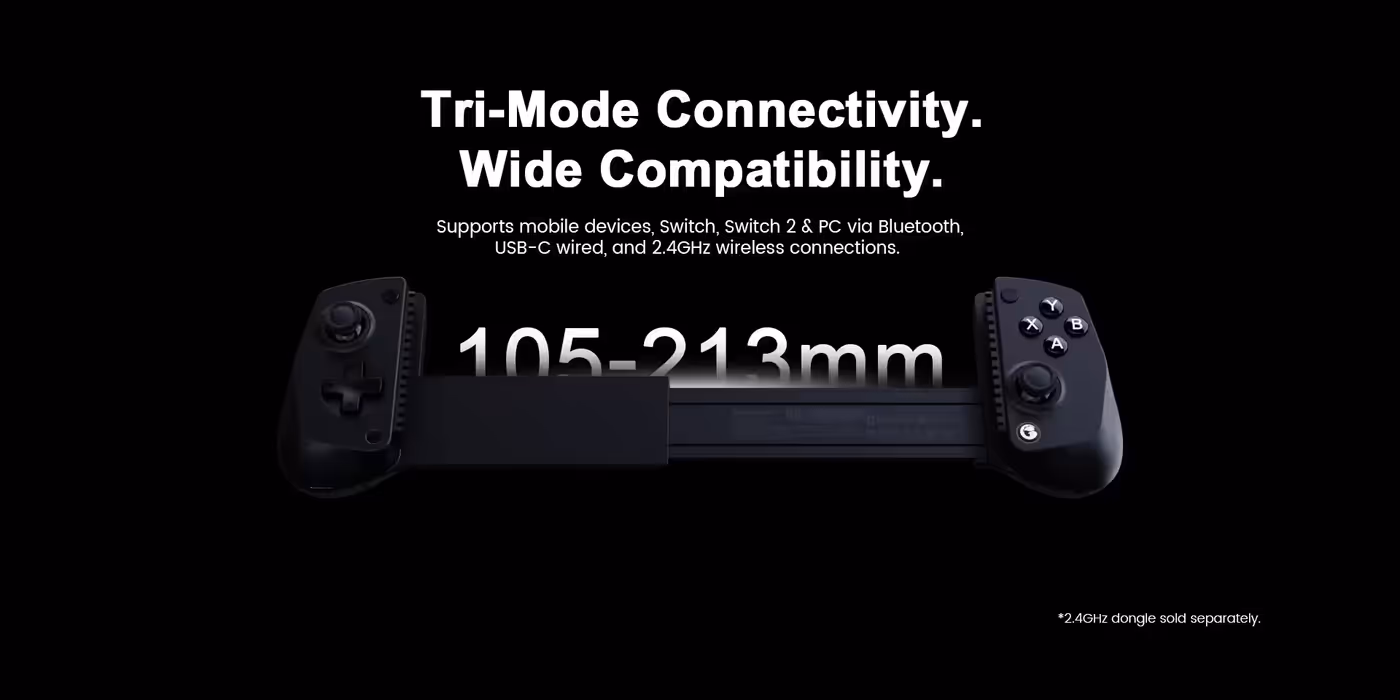 Connection mode switch and USB-C port on the GameSir X5s