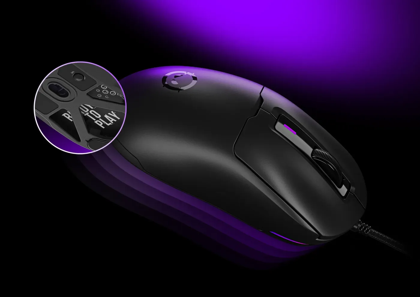 Lightweight 55g gaming mouse with visible PCBA