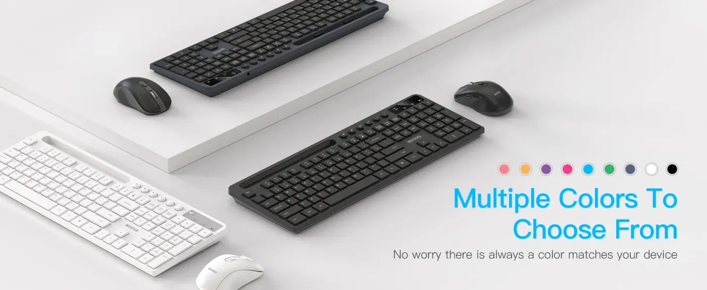 Close-up of the Marvo KC411W full-size keyboard layout and its membrane keycaps