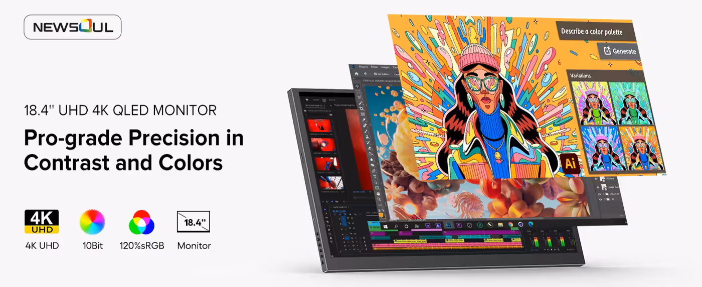 UPERFECT 18.4-inch portable monitor set up on a desk