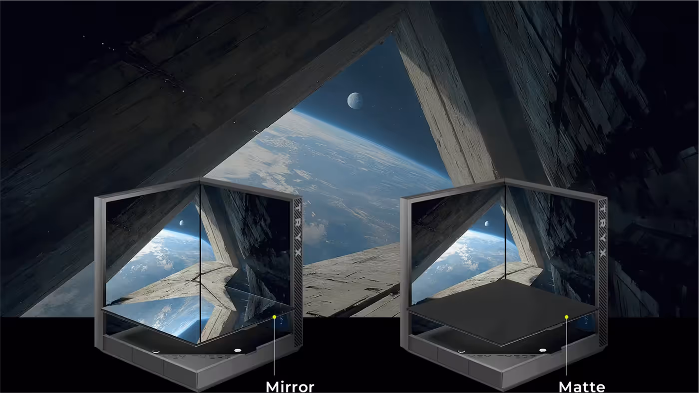 Double-sided base with mirror and matte surface options for customization