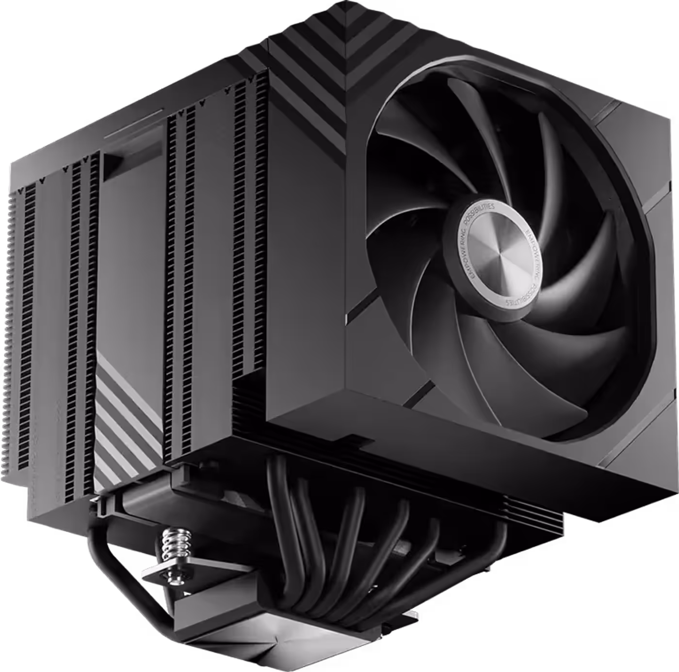 Dual-tower cooling system featuring six composite heat pipes for maximized thermal conductivity