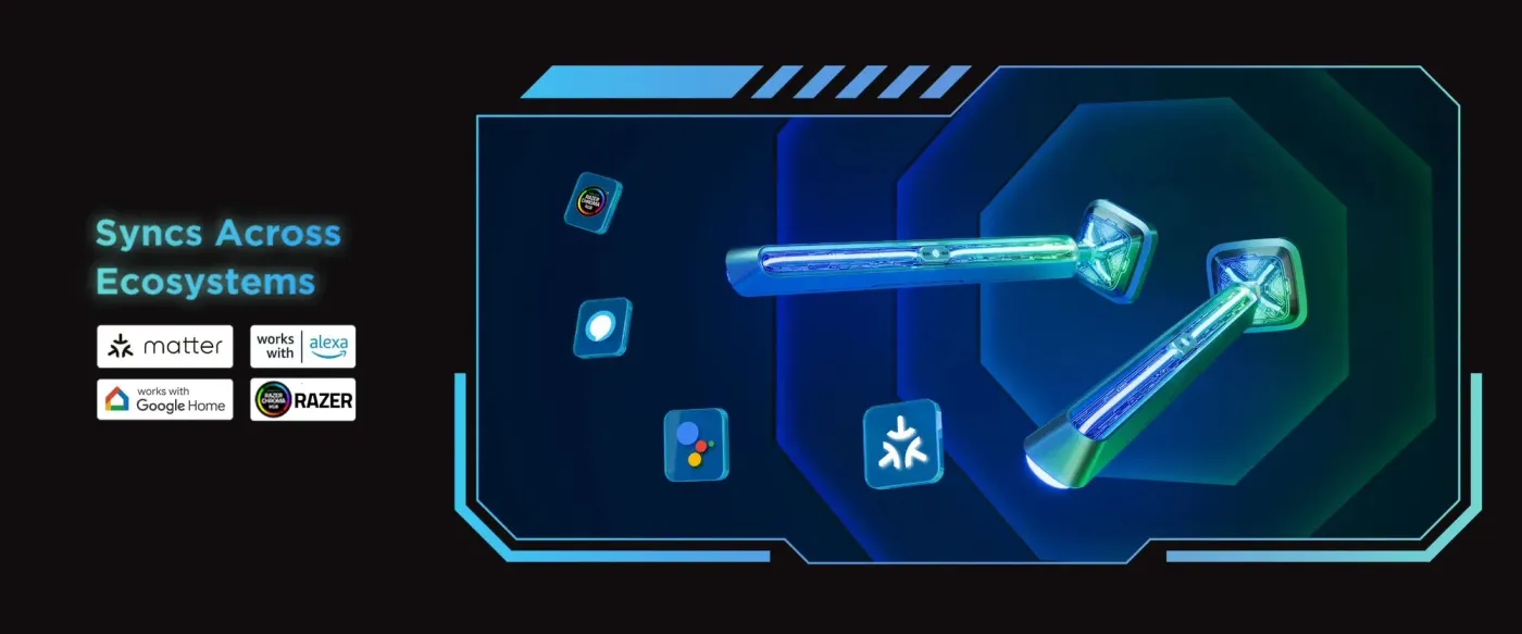 Smart ecosystem compatibility with Matter, Alexa, Google, Razer and Corsair