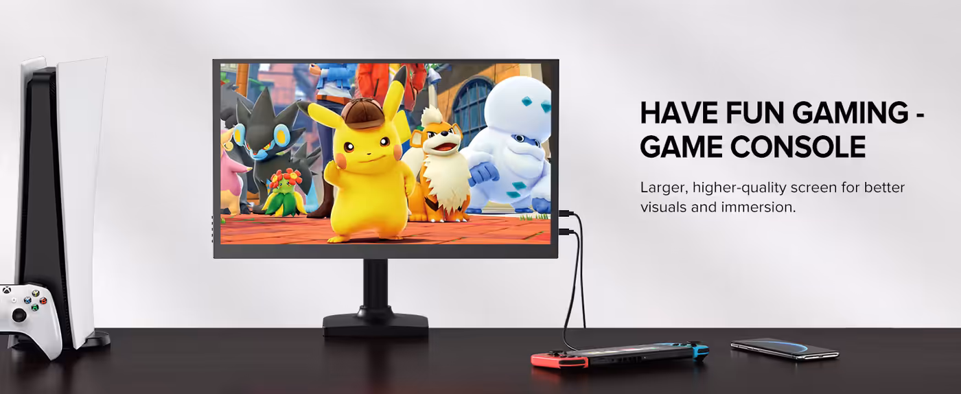 USB 3.0 ports along the edge of the UPERFECT portable monitor