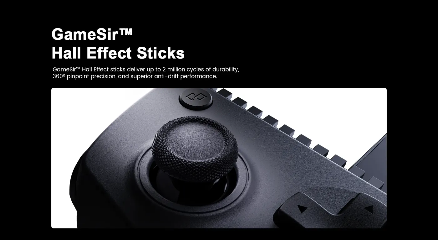Hall Effect analog triggers on the shoulders of the GameSir X5s