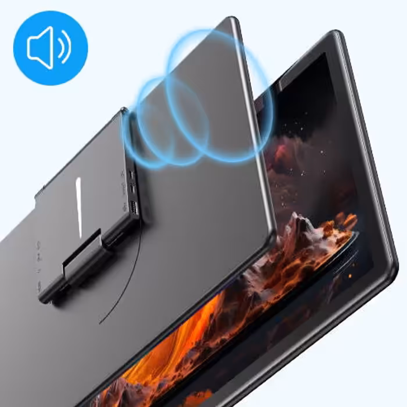 Dual 2W speakers on portable monitor for high-quality stereo sound