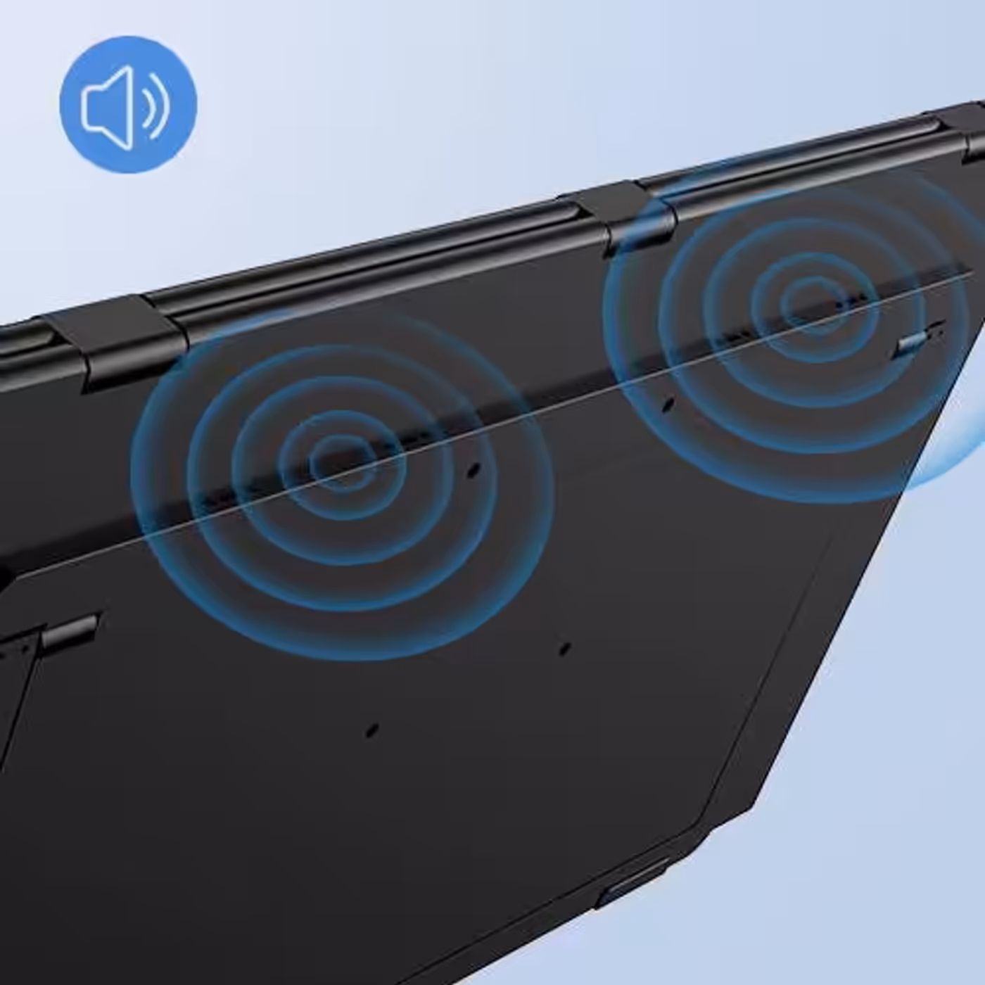 Built-in dual speakers providing immersive stereo sound for entertainment and creation