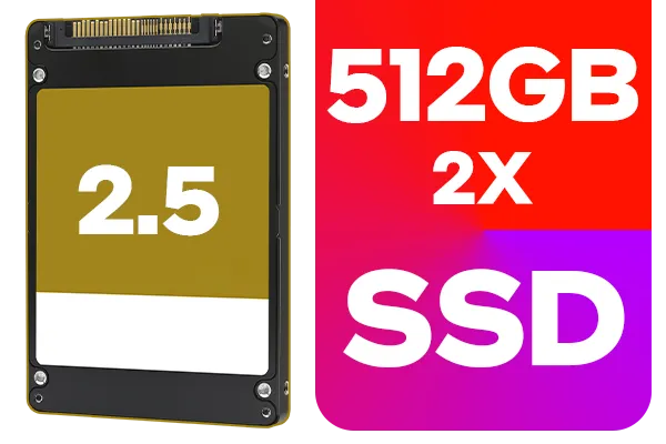 2 x 512GB (1TB) Ultra-Fast SSD Upto 550MB/s+ Speed