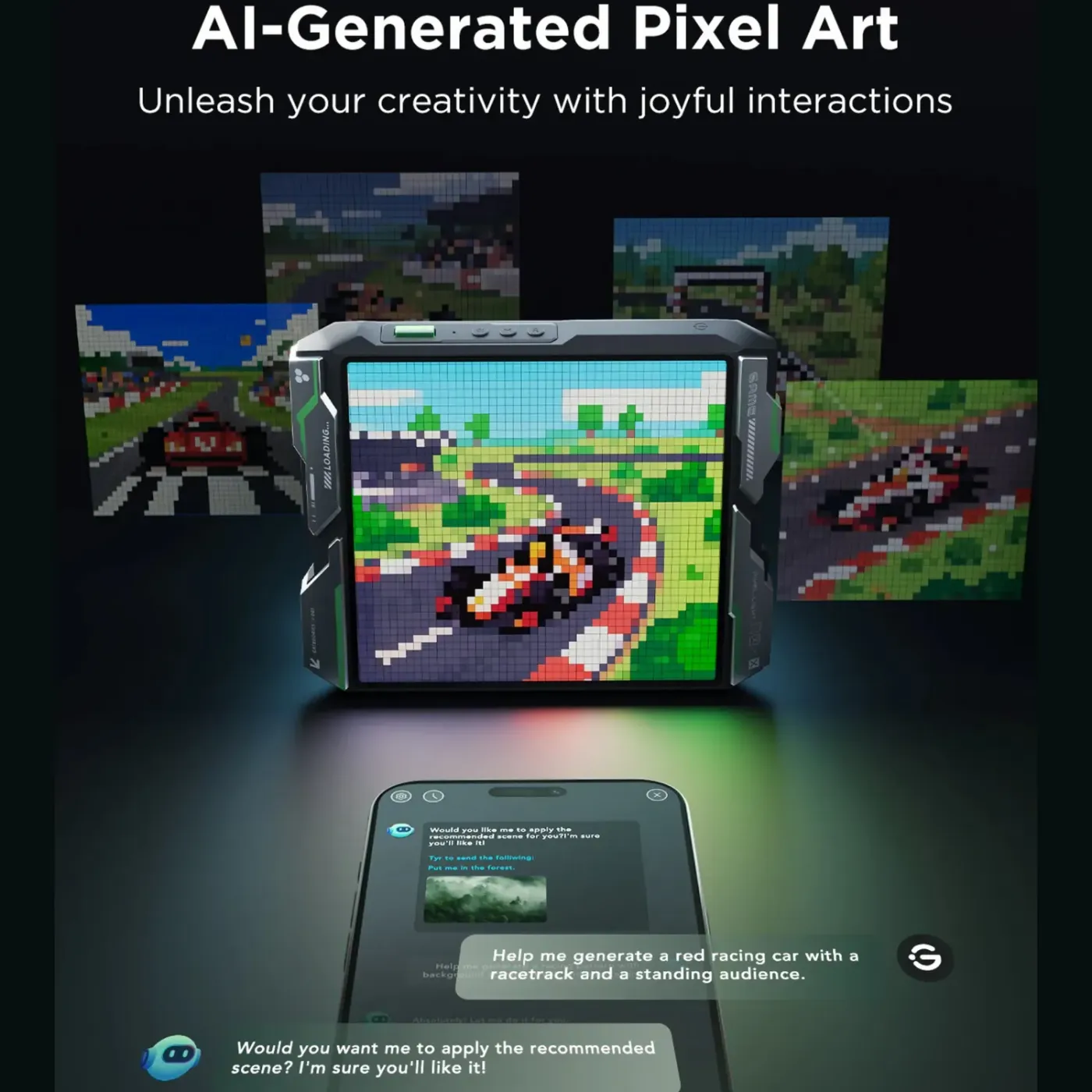Govee AI Pixel Light panel showing a colourful pixel art display