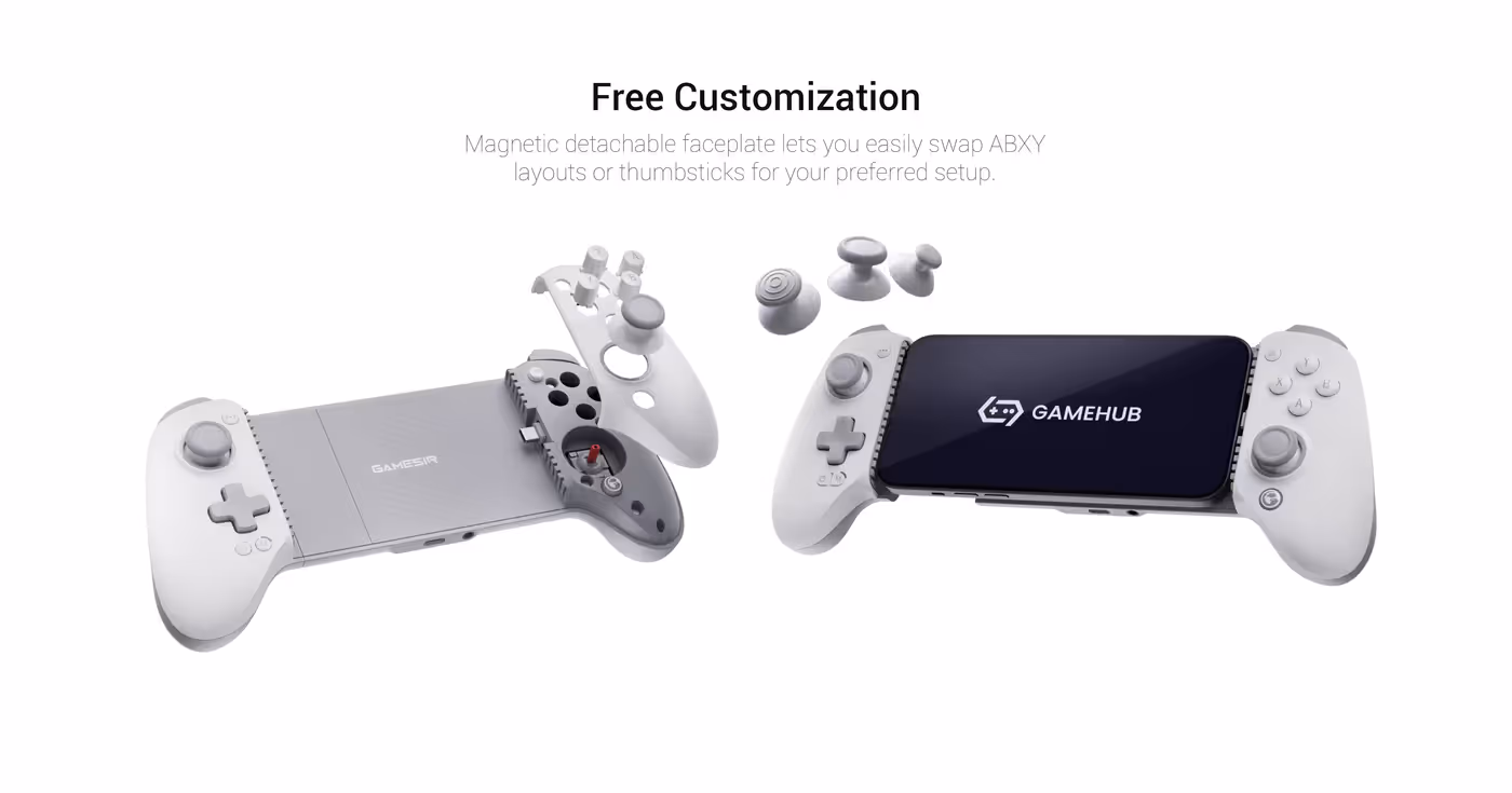 ABXY face buttons and tactile D-pad on the GameSir G8+