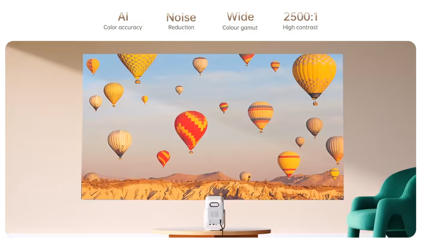 Vibrant 500 ANSI lumens projection displaying rich dynamic colors