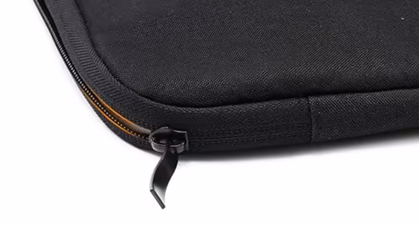 Close-up of smooth, durable zipper on the protective case