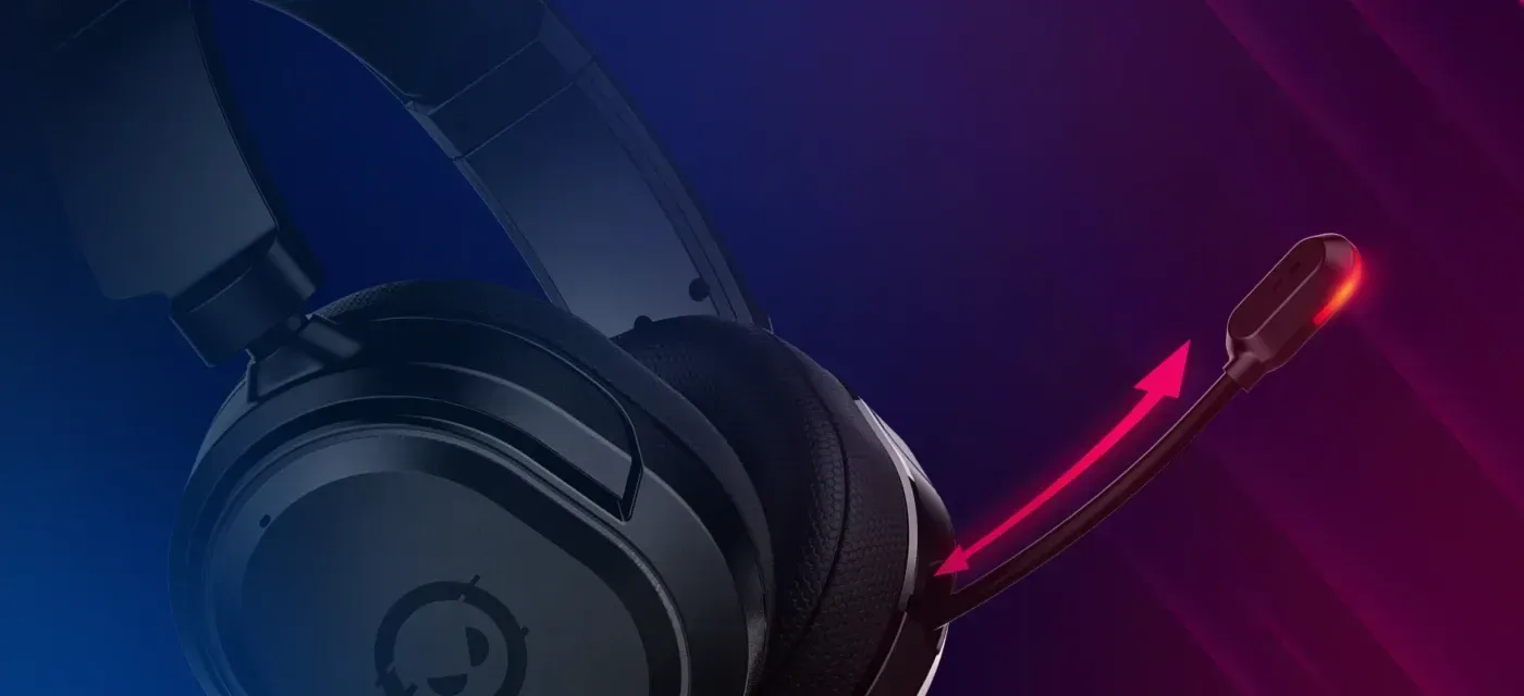 Retractable noise-canceling microphone with LED indicator on Kaya 360