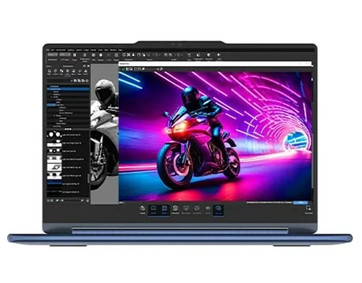 Front view of Yoga 9i laptop showcasing detailed 2.8K OLED touch screen clarity