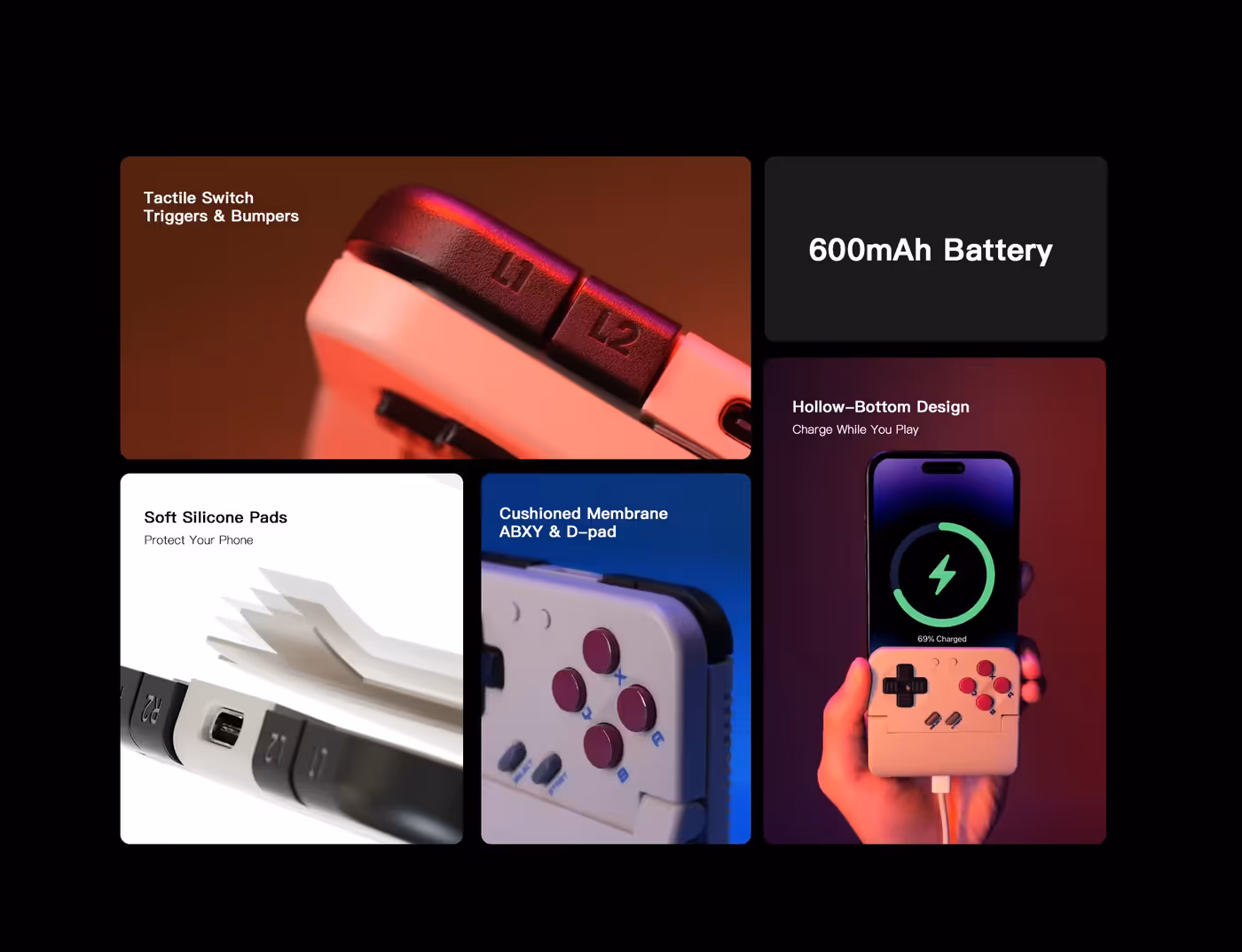 Turbo-capable buttons and keyboard mode controls on the GameSir Pocket Taco