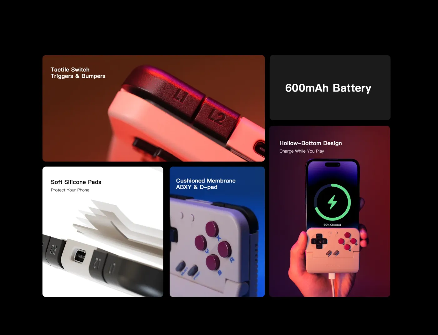 Turbo-capable buttons and keyboard mode controls on the GameSir Pocket Taco