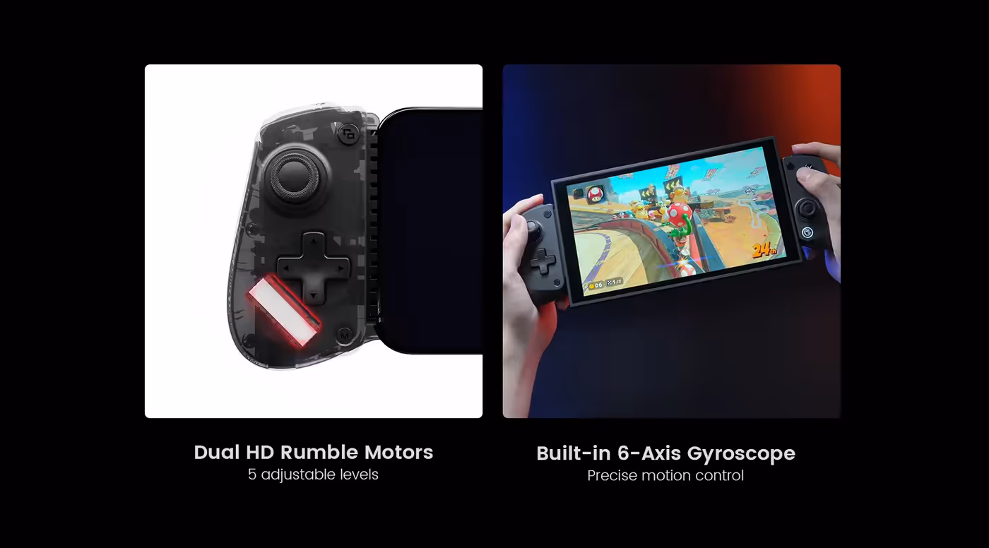 The grips of the X5s housing its dual HD vibration motors