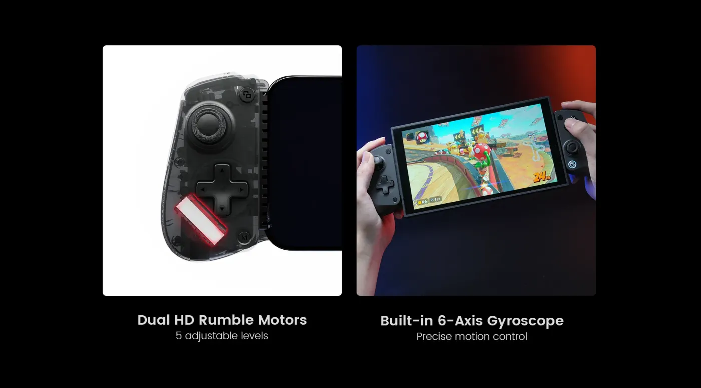 The grips of the X5s housing its dual HD vibration motors