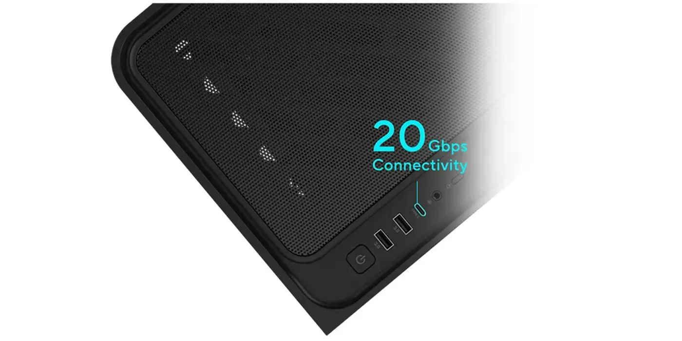 Top I/O panel with USB Type-C® port supporting 20Gbps