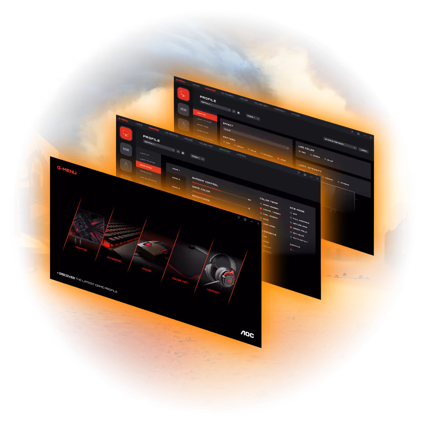 AOC G-Menu software interface for display customization and convenience