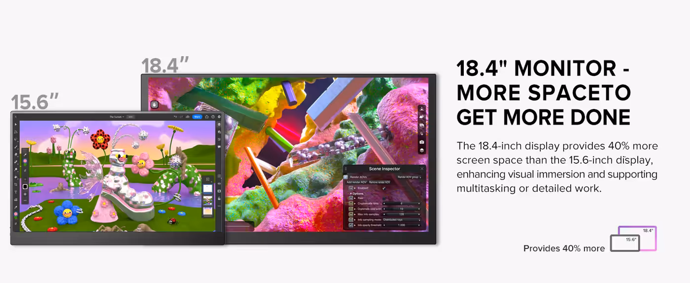 Native 4K desktop shown on the UPERFECT 18.4-inch portable monitor