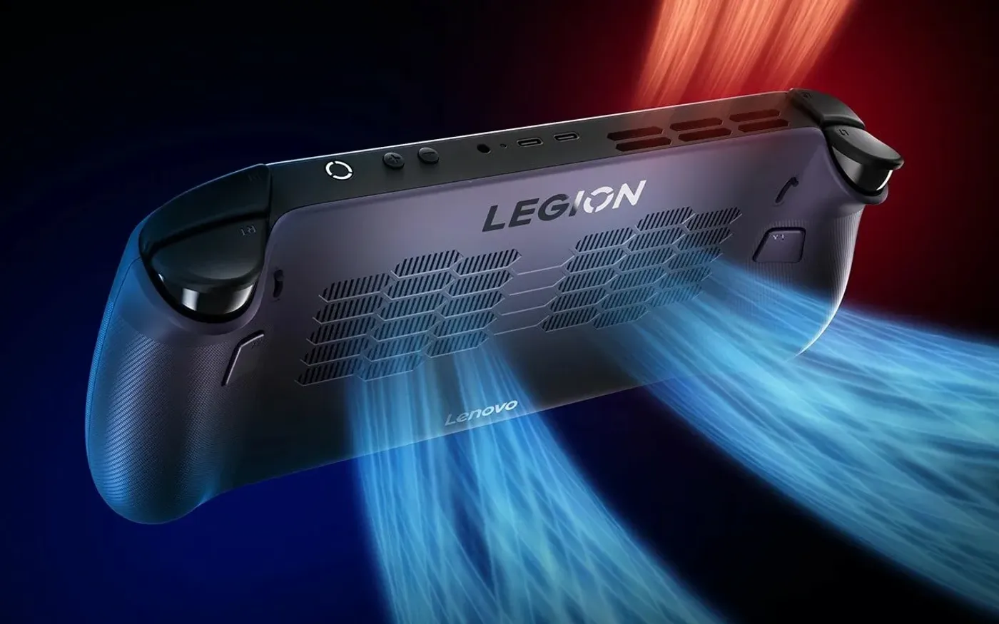 Diagram showing the internal cooling system of the Legion Go S with large fan and heat sinks
