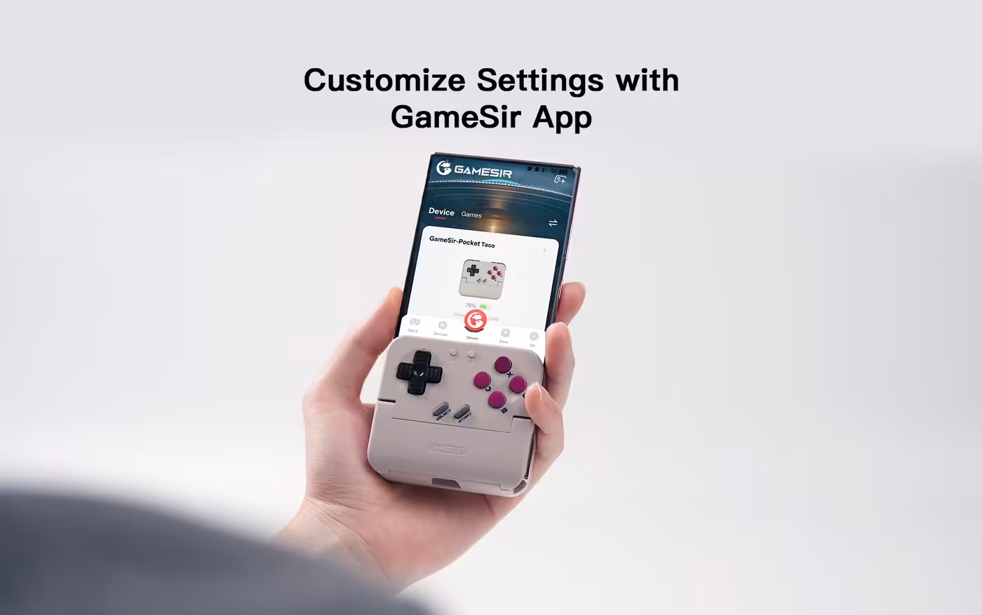 Charging port and power control on the GameSir Pocket Taco