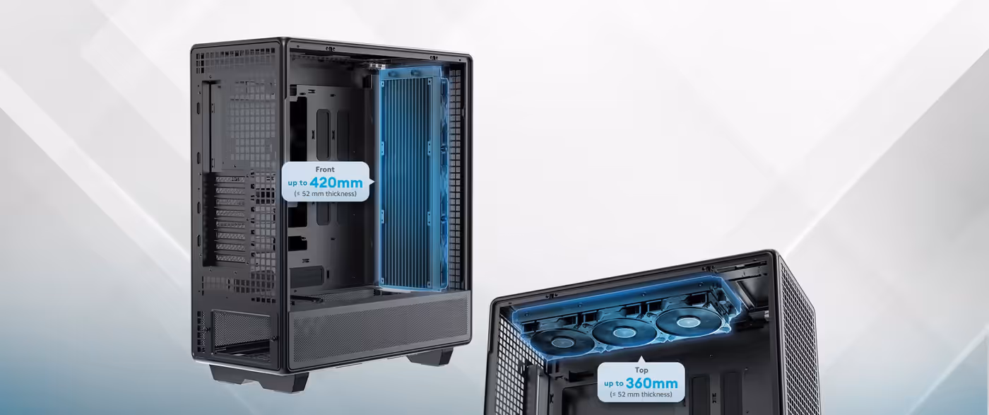 Diagram illustrating fan and radiator support configurations
