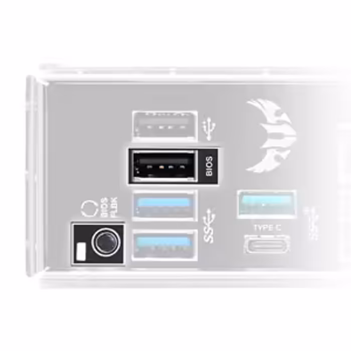 BIOS FlashBack button and dedicated USB port for easy firmware updates