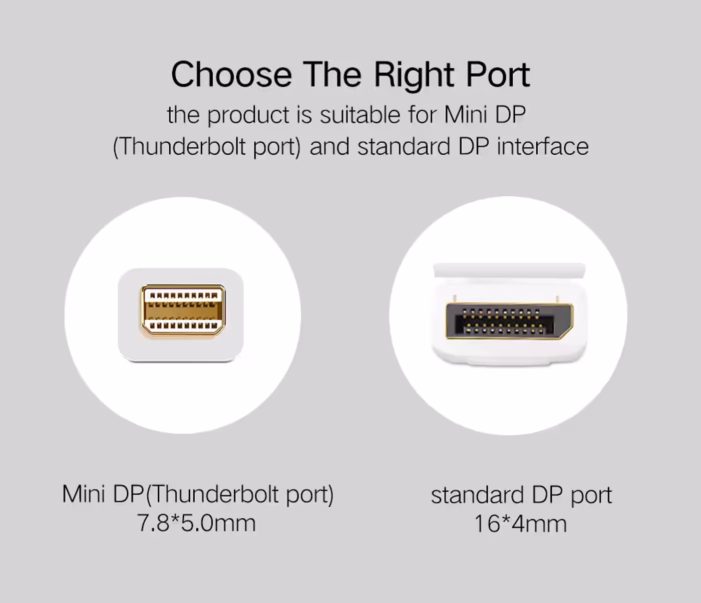 UGREEN Mini DisplayPort to DisplayPort cable with both connectors shown