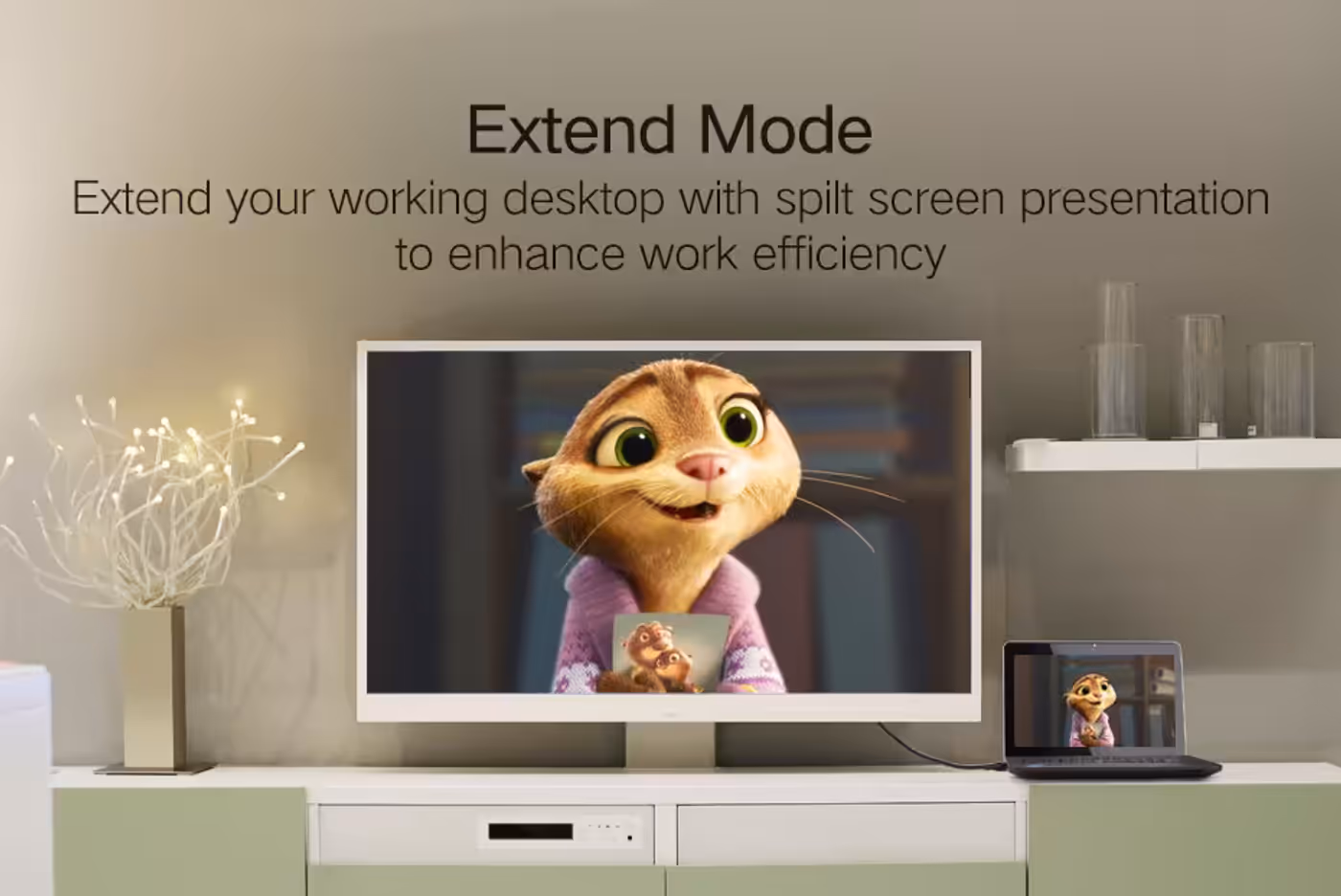 Laptop and external monitor running in extended desktop mode