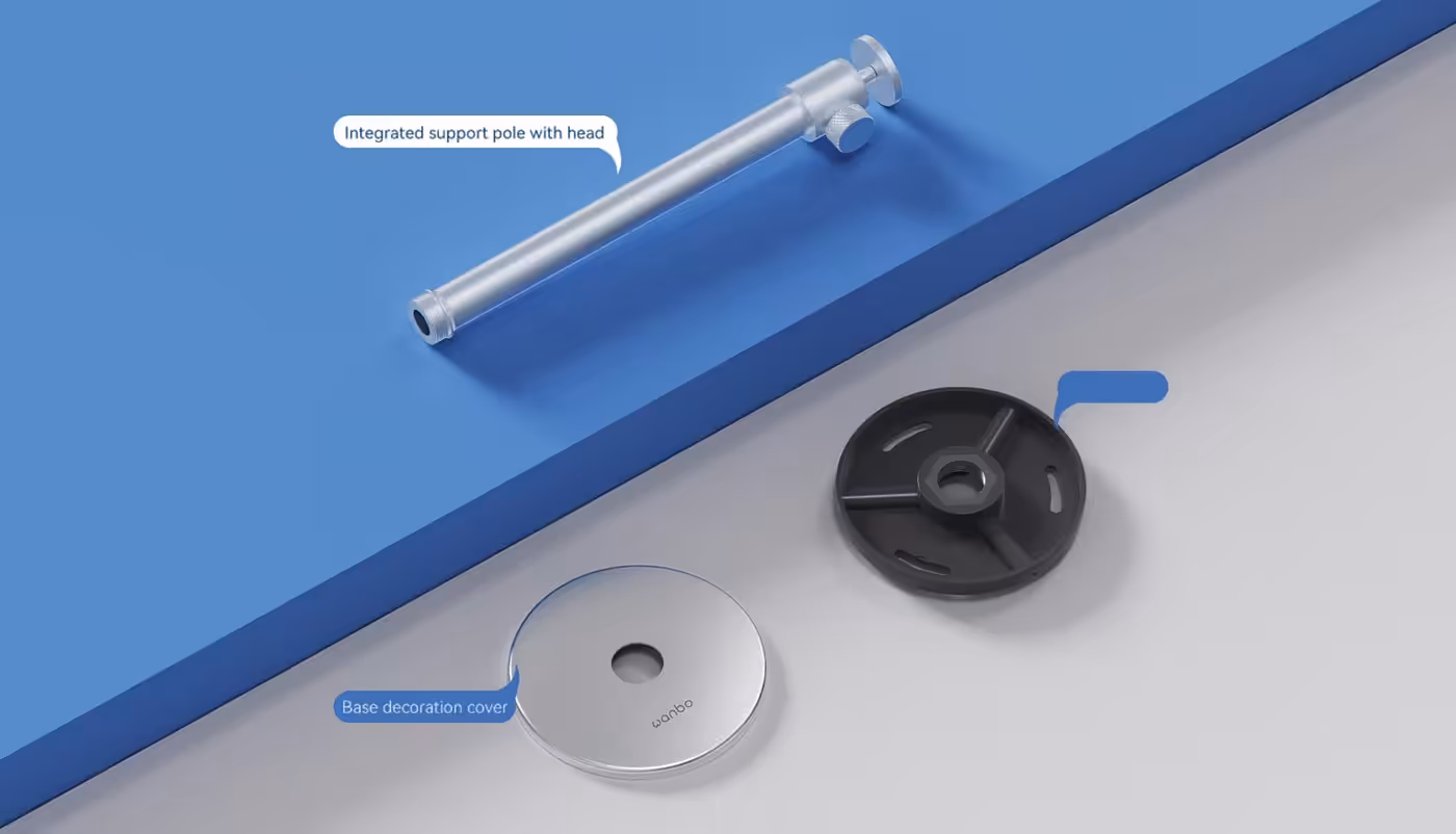 Wanbo ceiling mount components arranged for simple installation