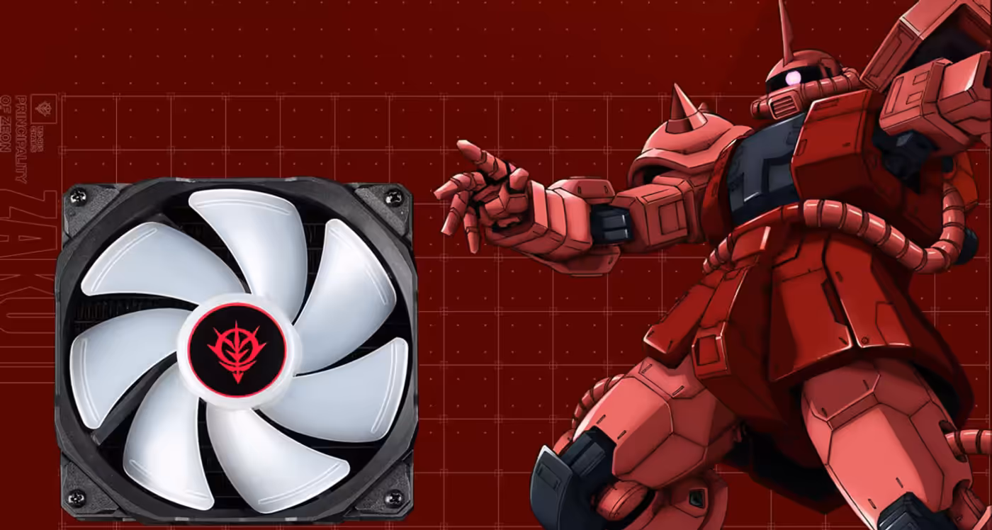 Radiator and tuned RGB fans of the ASUS TUF Gaming LC 240 RGB Zaku II